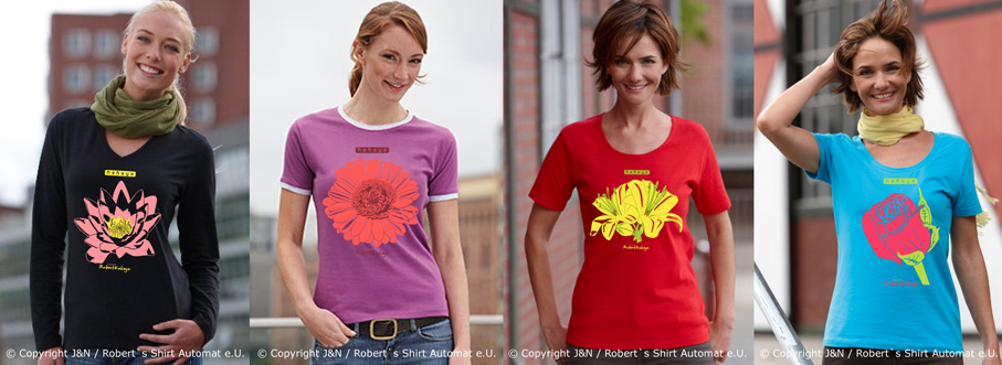 Blumen, Flowers Tshirt, Sommer Damen Shirts, Kekeye Design / Foto © J & N, Robert`s Shirt Automat e.U. Blumen, Flowers Tshirt, Sommer Damen Shirts, Kekeye Design / Foto © J & N, Robert`s Shirt Automat e.U.