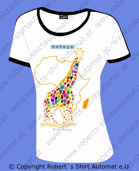 Giraffe Afrika Damen Tshirt Kekeye Design / Foto © Robert`s Shirt Automat e.U.