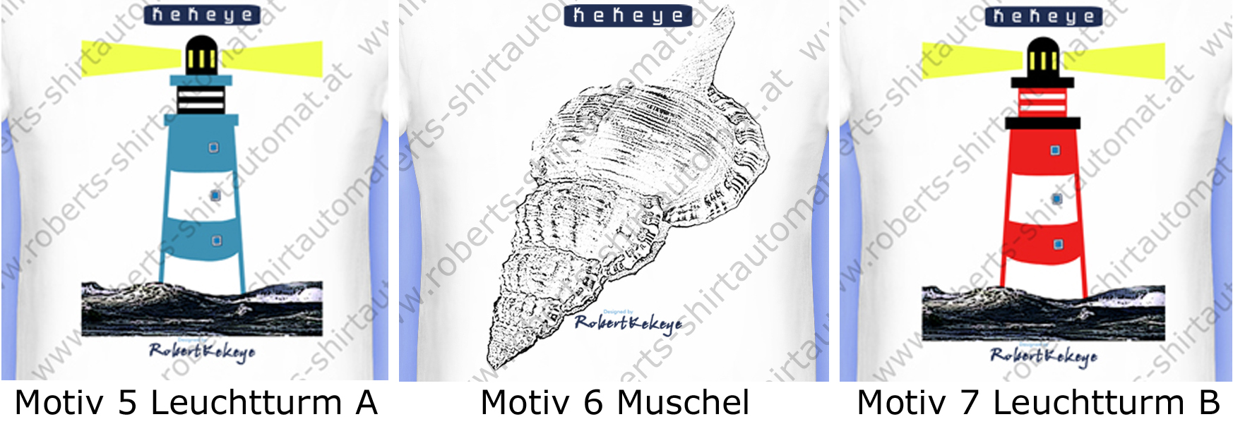 Maritime Wochen bei Kekeye, Muschel, Leuchtturm T-Shirts / Foto © Robert`s Shirt Automat e.U.