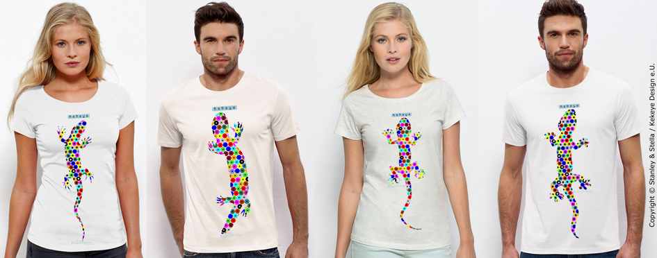 Eidechse, Echse, Reptilien T-Shirts, Kekeye Dots Design / Photo © Kekeye Design e.U. / Stanley & Stella