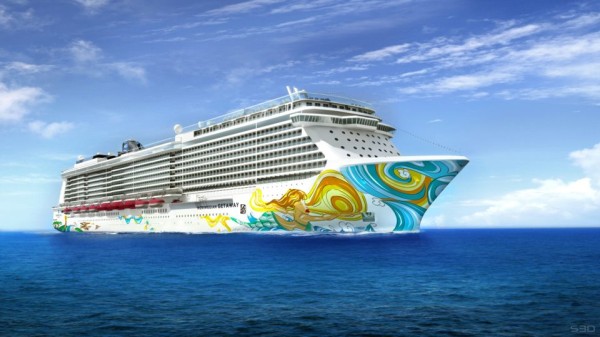 Cruise ship Norwegian Getaway Hull Artwork designed by David Lebo Lebatard / Photo © Norwegian Cruise Line Cruise ship Norwegian Getaway Hull Artwork designed by David Lebo Lebatard / Photo © Norwegian Cruise Line