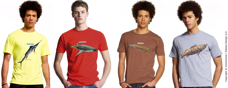 Schwertfisch, Walhai, Hecht, Zander Tshirt, Angler, Fischer Shirts / Fotos © Continental, Kekeye Design e.U.