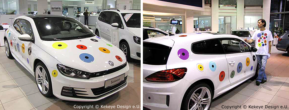 Volkswagen Scirocco in Kekeye Dots Design, Kooperation Porsche Wien-Pragerstraße, Porsche Inter Auto GmbH & Co KG / Foto © Kekeye Design e.U.