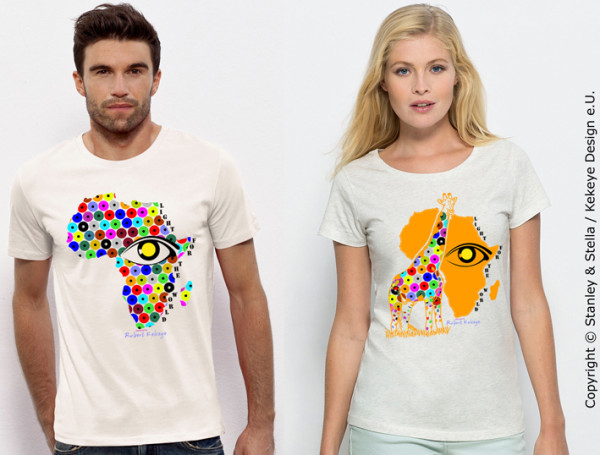 Afrika, Giraffe T-Shirt inkl. 5€ Spende für blinde und sehbehinderte Menschen! / Verein Licht für die Welt als Kooperationspartner / Foto © Kekeye Design e.U., Stanley & Stella