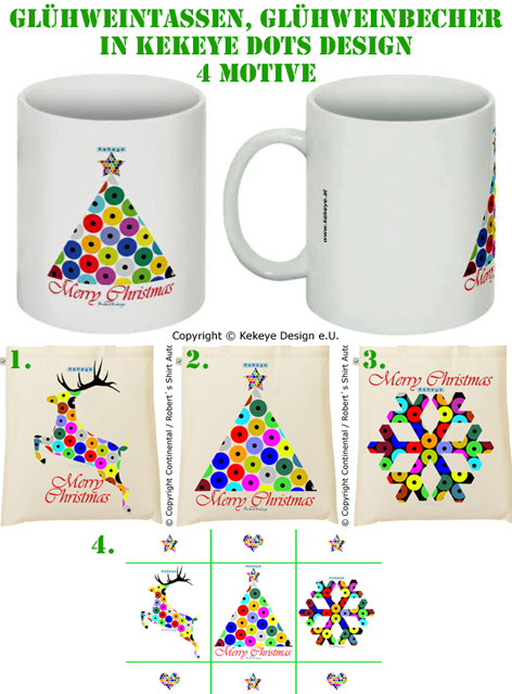 Glühweintasse, Becher - Auswahl von 4 Weihnachts - Motiven / Christmas Cup - choose from 4 Christmas Designs / © Kekeye Design e.U.