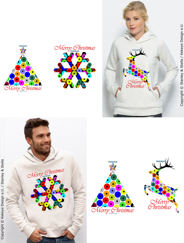 Hoody, Kaputzensweat - Auswahl von 4 Weihnachts - Motiven / Hoody - choose from 4 Christmas Designs / © Kekeye Design e.U.