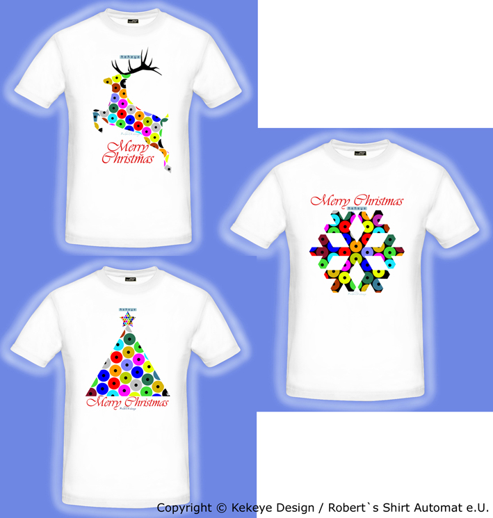 T-Shirts - Auswahl von 4 Weihnachts - Motiven / T-shirts - choose from 4 Christmas Designs / © Kekeye Design e.U.